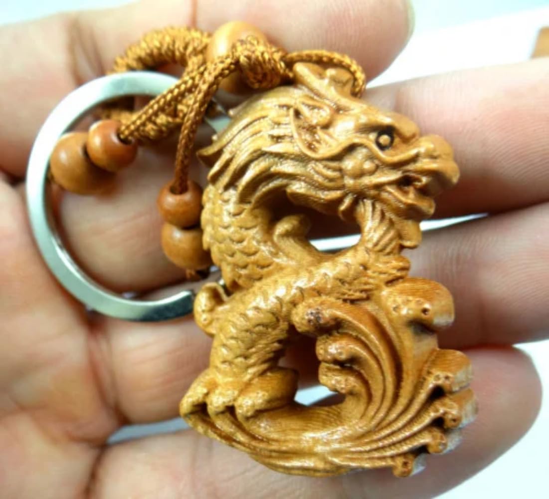 portachiavi, Anello portachiavi in ​​legno di drago con incisione