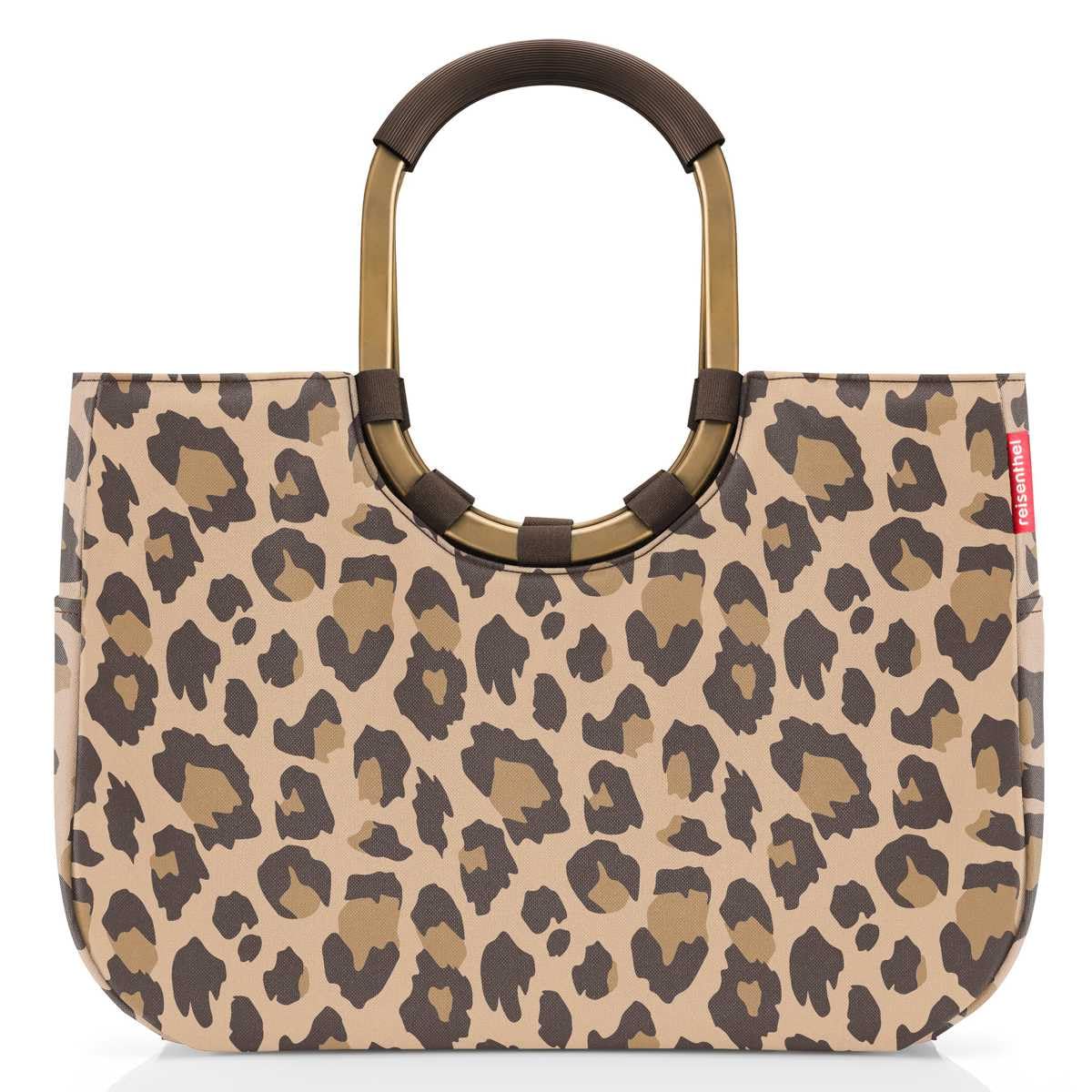 reisenthel loopshopper L frame leo macchiato – Stabile Tasche mit praktischen Fächern aus recycelten PET-Flaschen – Charmantes und wasserabweisendes Design gold