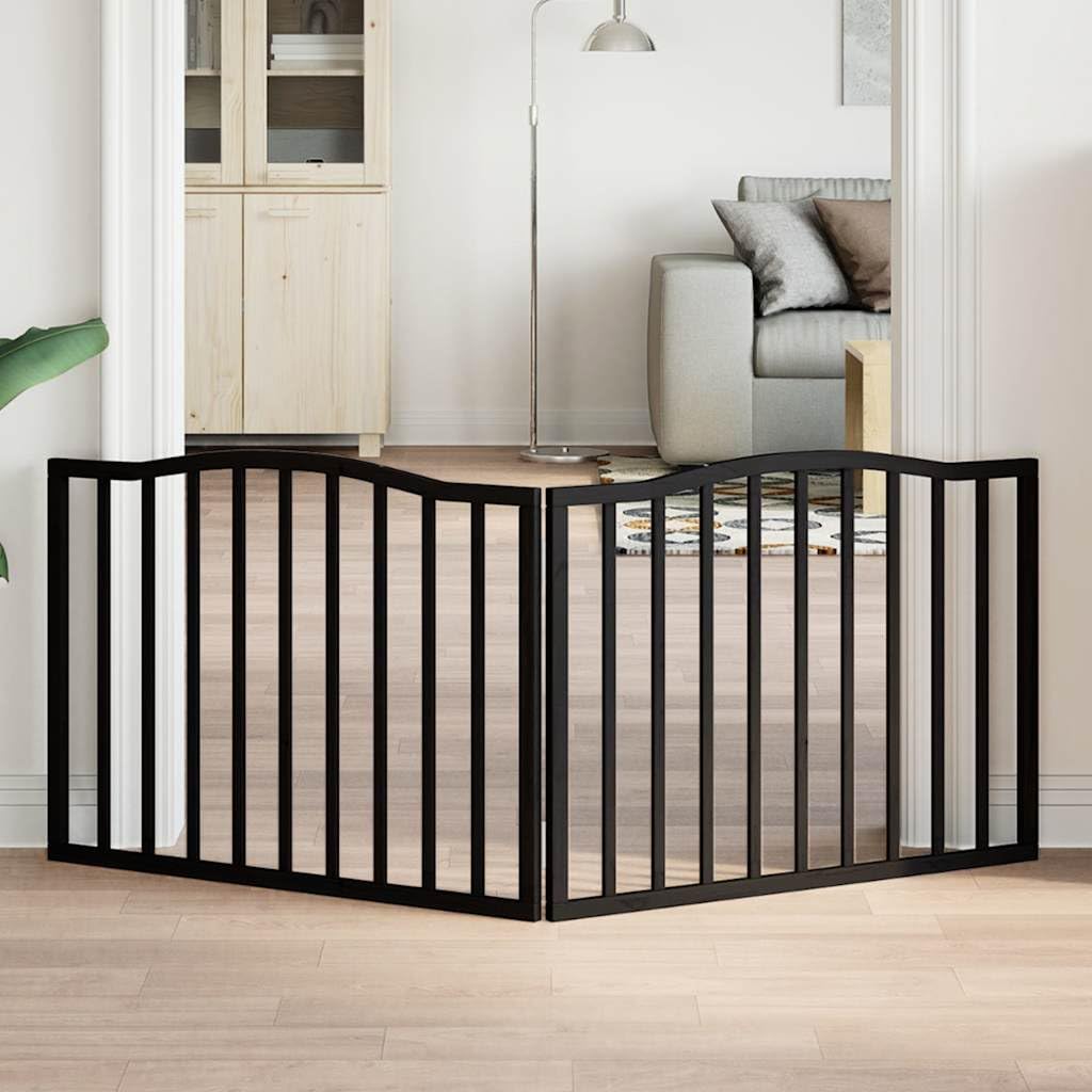 Faltbares Hundetor aus Pappelholz, 160 cm, Schwarz – Hundegitter faltbar ohne Bohren, platzsparend zusammenfaltbar für Sicherheit im Wohnzimmer, Küche und Treppe