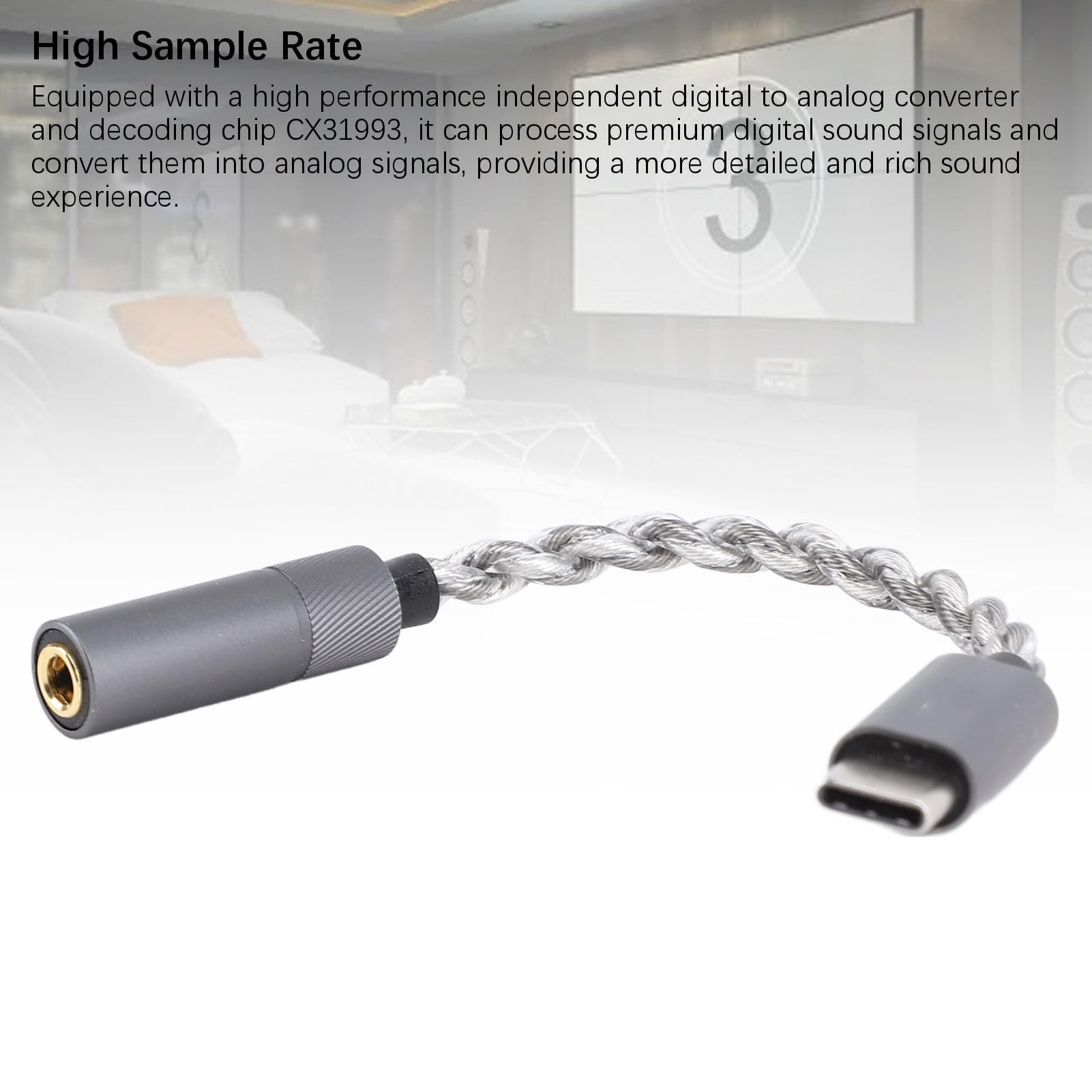 VBESTLIFE Adattatore Audio Bilanciato USB da Tipo C a 4,4 Mm, CX31993 Jack per Cuffie HiFi da USB C Maschio a Femmina da 4,4 Mm, per Telefoni Portatili e Dispositivi di Tipo C