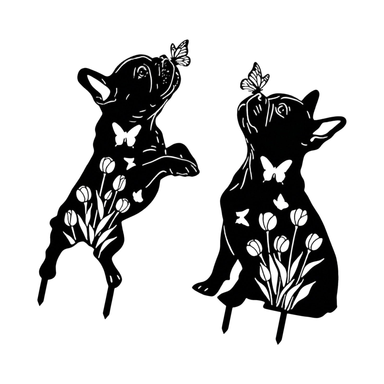 Snorvixre Decorative Iron Garden Stakes Handcrafted Artwork Statue Dogs Shape Sculpture for Outdoor Lawns and Yard Decoration Dog Sculpture