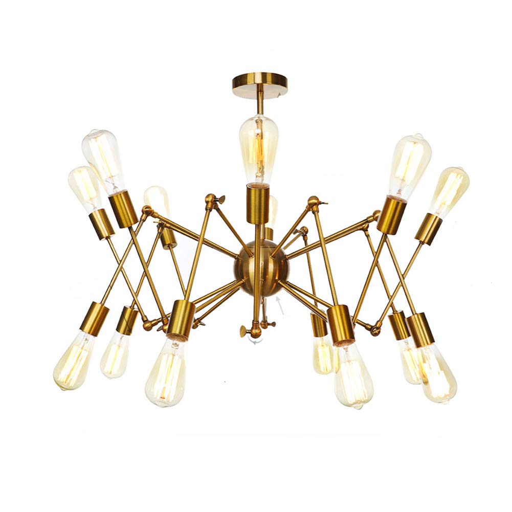 VDOQTLJT E26 Gold Sputnik Chandelier Modern Pendant Light Lighting V-intage Ceiling Fixtures Compatible with Kitchen Living Room Dining Bedroom Farmhouse Wall Sconce(Golden,14 head)