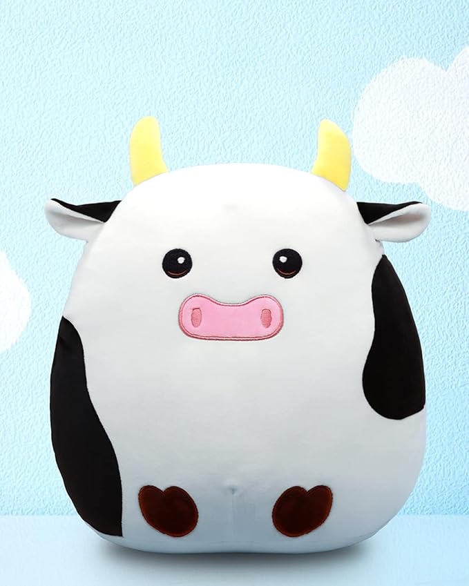 iBccly 16 Inch Cute Cow Plush Pillow,3D Cute Cow Plushies