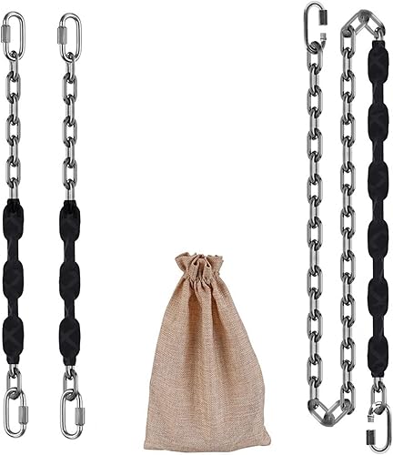 Miniatura 1 de 2 cadenas de acero inoxidable (84 pulgadas), accesorios de columpio resistentes, 4 hebillas de conexión rápida, columpios de patio de juegos para