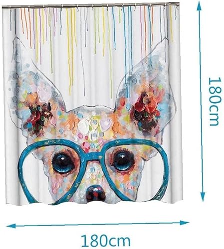 Miniatura 2 de Cortina de ducha de perro moderna de poliéster lindo dibujos animados divertido animal cortina impermeable baño decoración conjunto 70.9 * 70.9 in