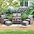 GYUTEI 6 Pieces Patio Furniture Set, Outdoor Sectional Conversation Rattan Sofa Set with Ottoman and Outdoor Storage Table for Garden, Porch, Backyard (Dark Gray)
