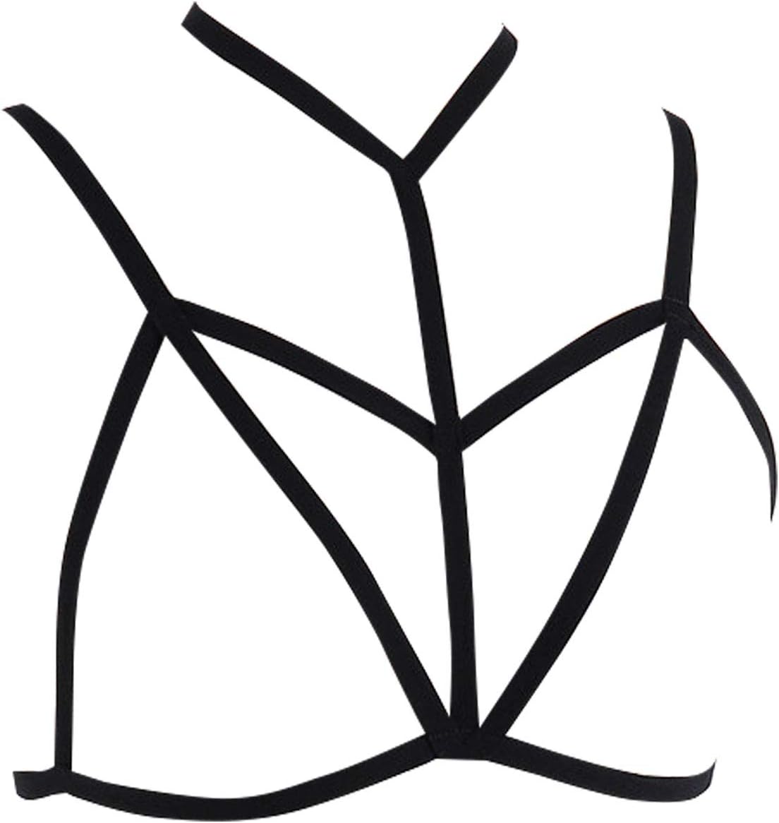 Women Harness Elastic Cupless Cage Bra Hollow Out Strappy