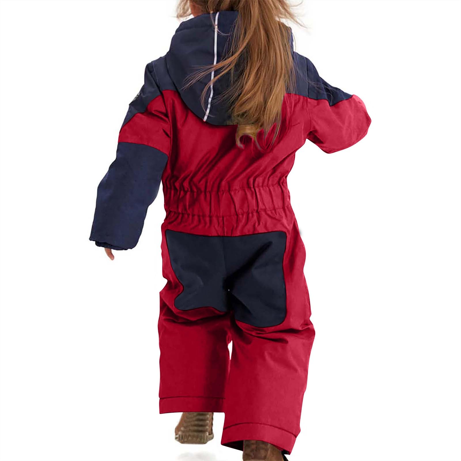 Generisch 2025 Traje de Esquí Infantil Con Capucha Y Rayas Reflectantes Mono a Prueba de Viento Traje de Nieve Cálido Chaqueta térmica de Plumas Más Gruesa Ropa de Esquí Suave Cómodo Traje de Invierno