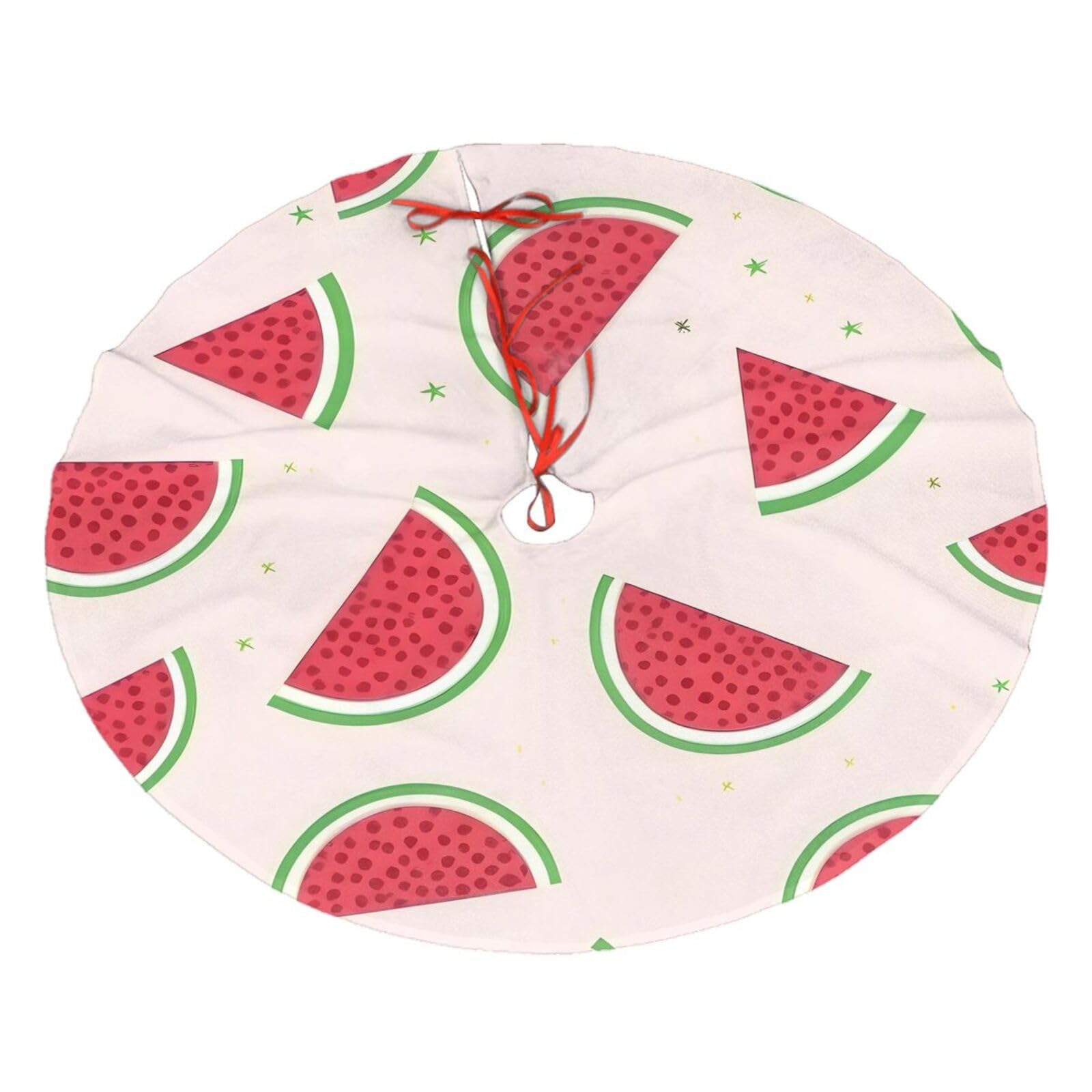 Pink Watermelon Printed Christmas Tree Skirt Christmas Plush Tree Skirt 36 inches (about91 cm) ChristmasIndoor and Outdoor