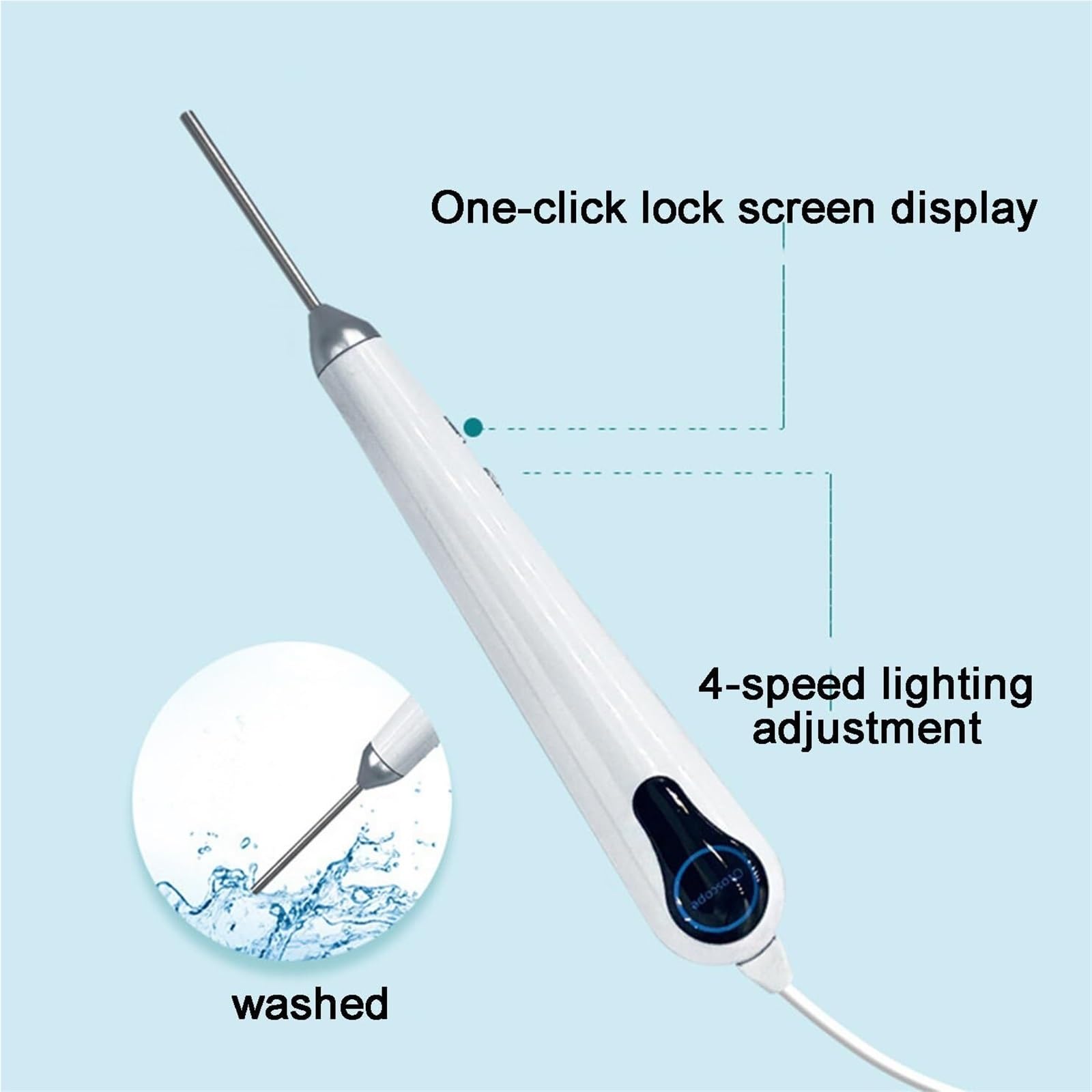 Herramienta digital de eliminación de cera for oídos, otoscopio visual HD de 3,2 mm con giroscopio y luz ajustable de 4 niveles, limpiador de oídos con cámara y pantalla for adultos