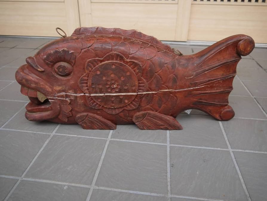 骨董 魚型 木魚 魚鼓 魚板 木彫 古民具 ディスプレイ 木製 木彫 骨董