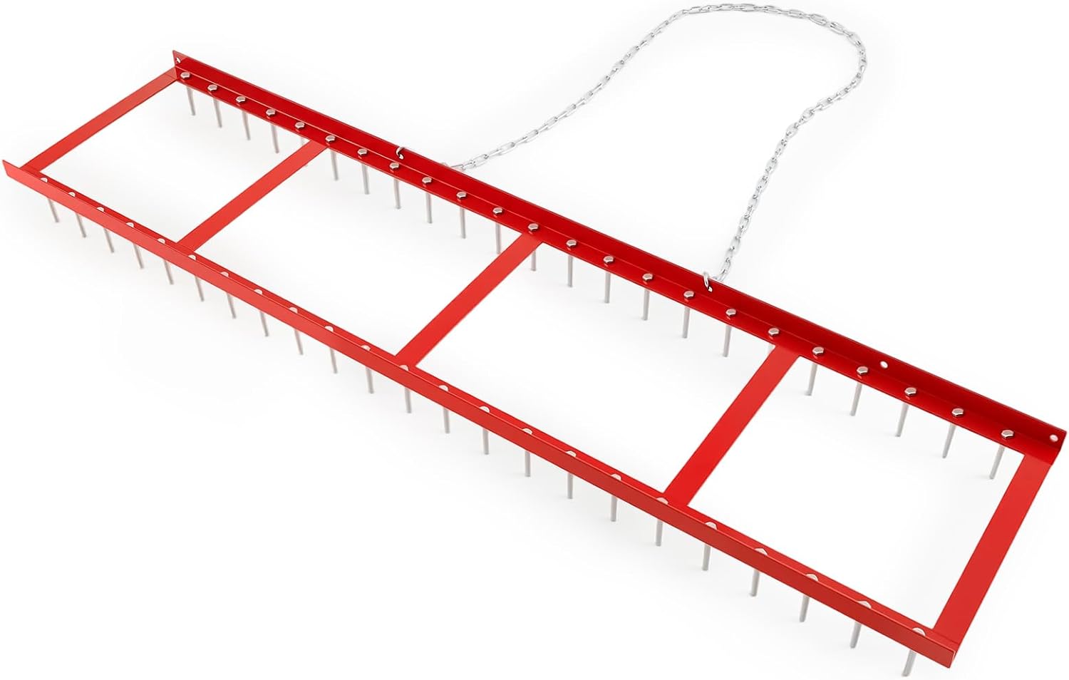 6'L x 1.4'W Heavy Duty Bolt Drag Mat Steel Field Surface Leveling Drag Mat with Pull Chain Lawn-Leveler Rake Steel Tool for Manual or Vehicle Assisted Pulling Parking Lots