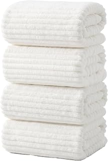 4 Piece Bath Towels, 30"x60" Microfiber Towels Set, White