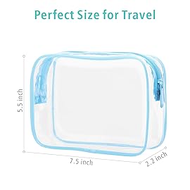 F-color Clear Toiletry Bag - 3 Pack TSA Approved Toiletry Bag Clear Makeup Bag, Travel Cosmetic Bag for Women, Carry on Airport Airline Compliant Bag, Black, White, Blue(for age 12 or above)
