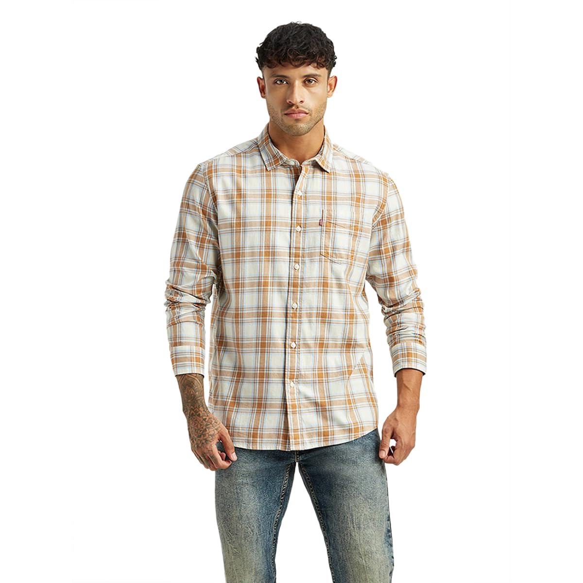 Levi's Men's Checked Slim Fit Shirt in neutral