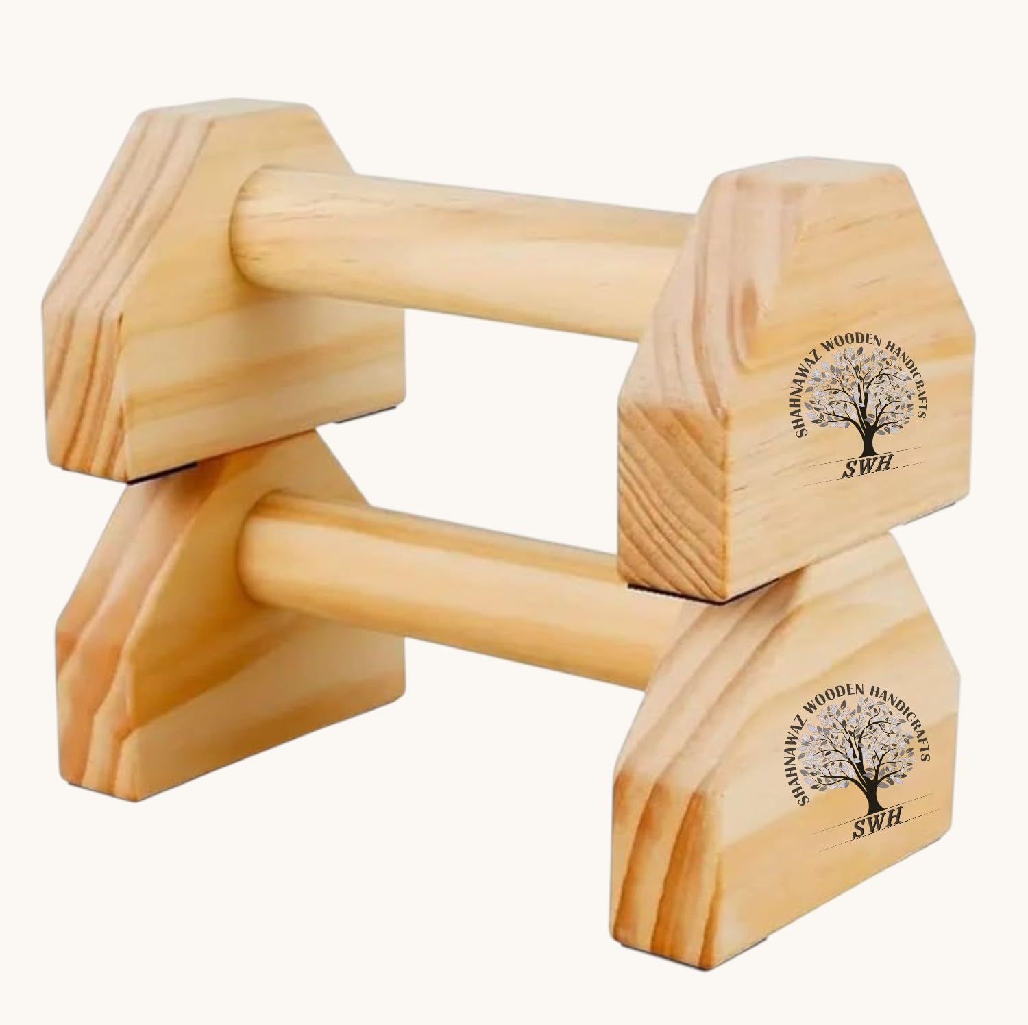 SWH Push-up Bars, 2 PCS Wood Pushup Bars Non-Slip Base Exercise Home Workout Equipment, Wooden Parallettes Handle Stands Grip for Men Strength Training, Planks, Fitness 25cm-image-26