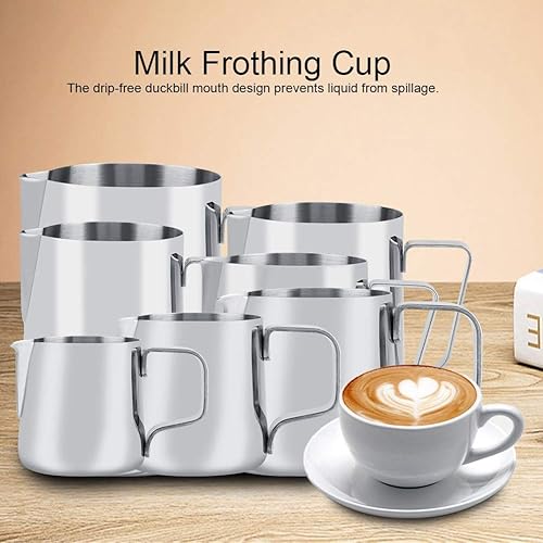 Miniatura 3 de Taza de espuma de leche, taza de espuma de leche de acero inoxidable, jarra de café, jarra de arte latte (5.1 fl oz)