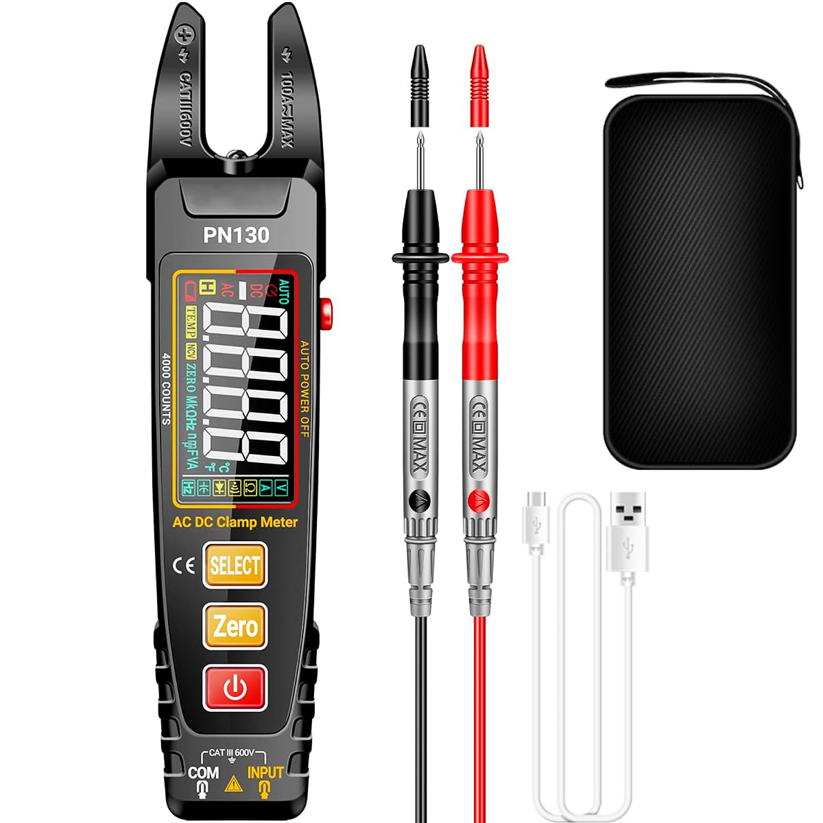 Serplex® Digital Multimeter with LED Light, TRMS 4000 Counts Clamp Meter with Color LCD, USB Rechargeable, Non-Contact Voltage, AC/DC Voltage, Current, Resistance, Continuity Tester-image-39