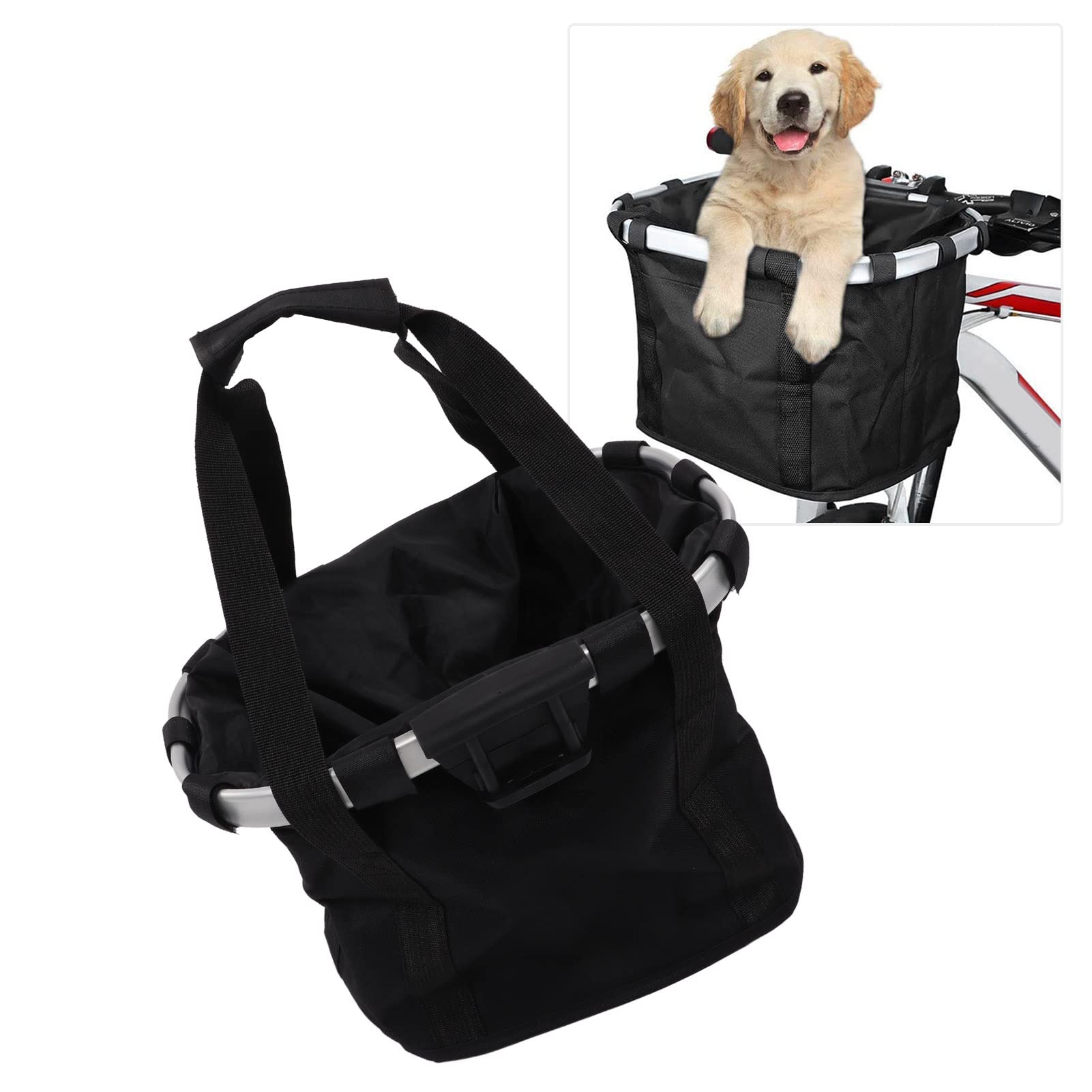 Cesta Plegable para Bicicleta para Perros, Cesta de Manillar Desmontable para Mascotas