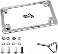 LFPartS Polished Chrome Slim Stainless Steel Motorcycle License Plate Frame - Rustproof 304 SS, Universal Fit 7x4 Plates