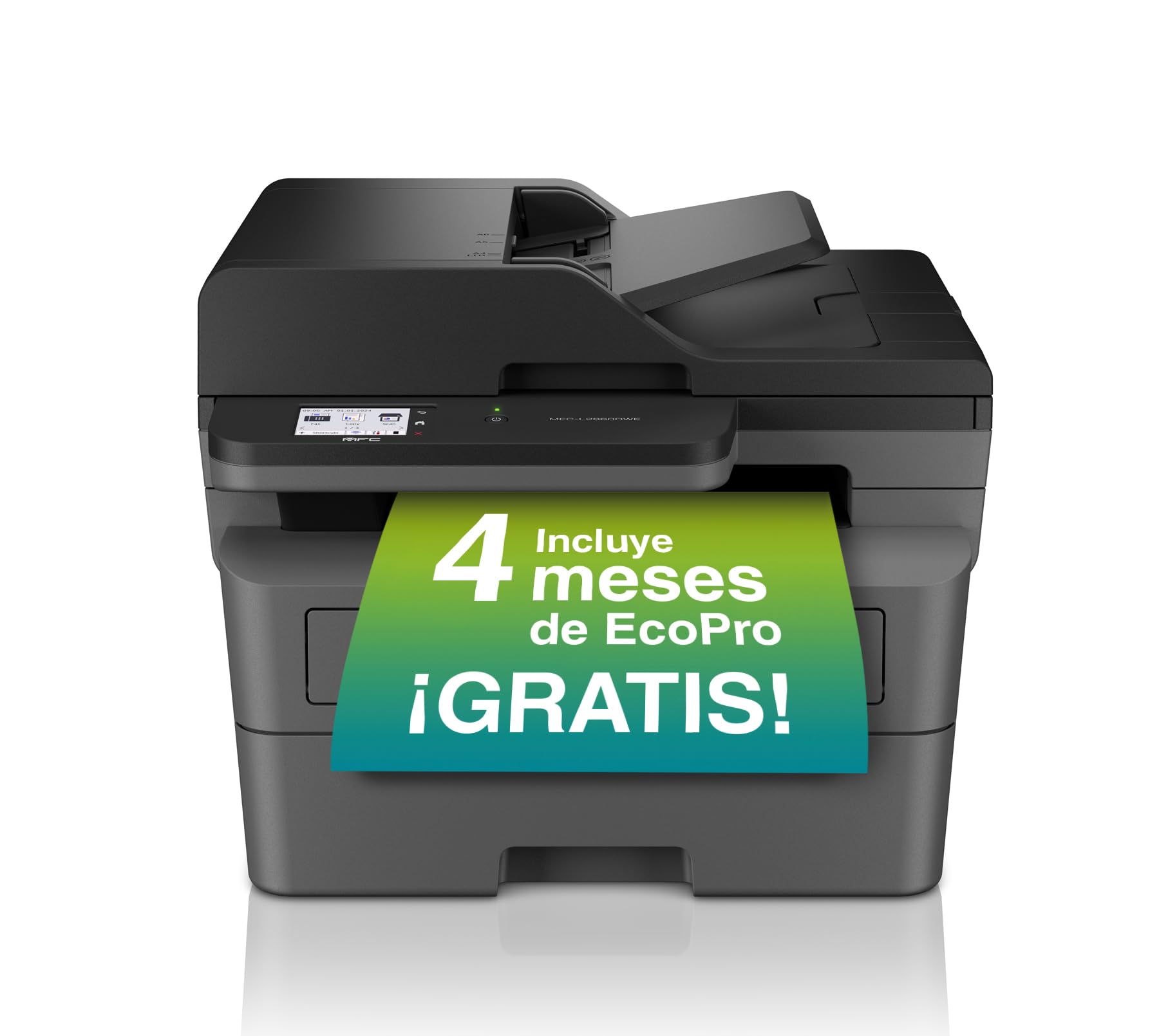 Brother MFC-​L2860DWE Impresora Multifunción Láser Monocromo, 34 pág/​min, Pantalla LCD Color 6.8cm, Memoria 265MB, Escanea 22.5 imag/​min, Negro y Gris