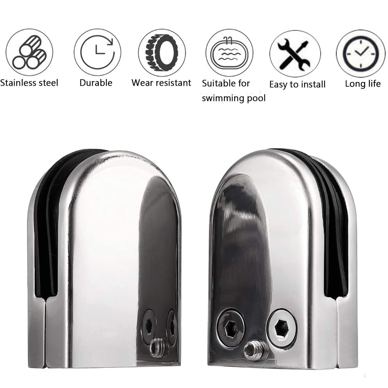 20 Morsetti In Vetro In Acciaio Inox Per Balauste E Scale - Regolabili Per Vetri 10-12 Mm, Con Guarnizioni E Viti, Facili Da Installare - Foto 12