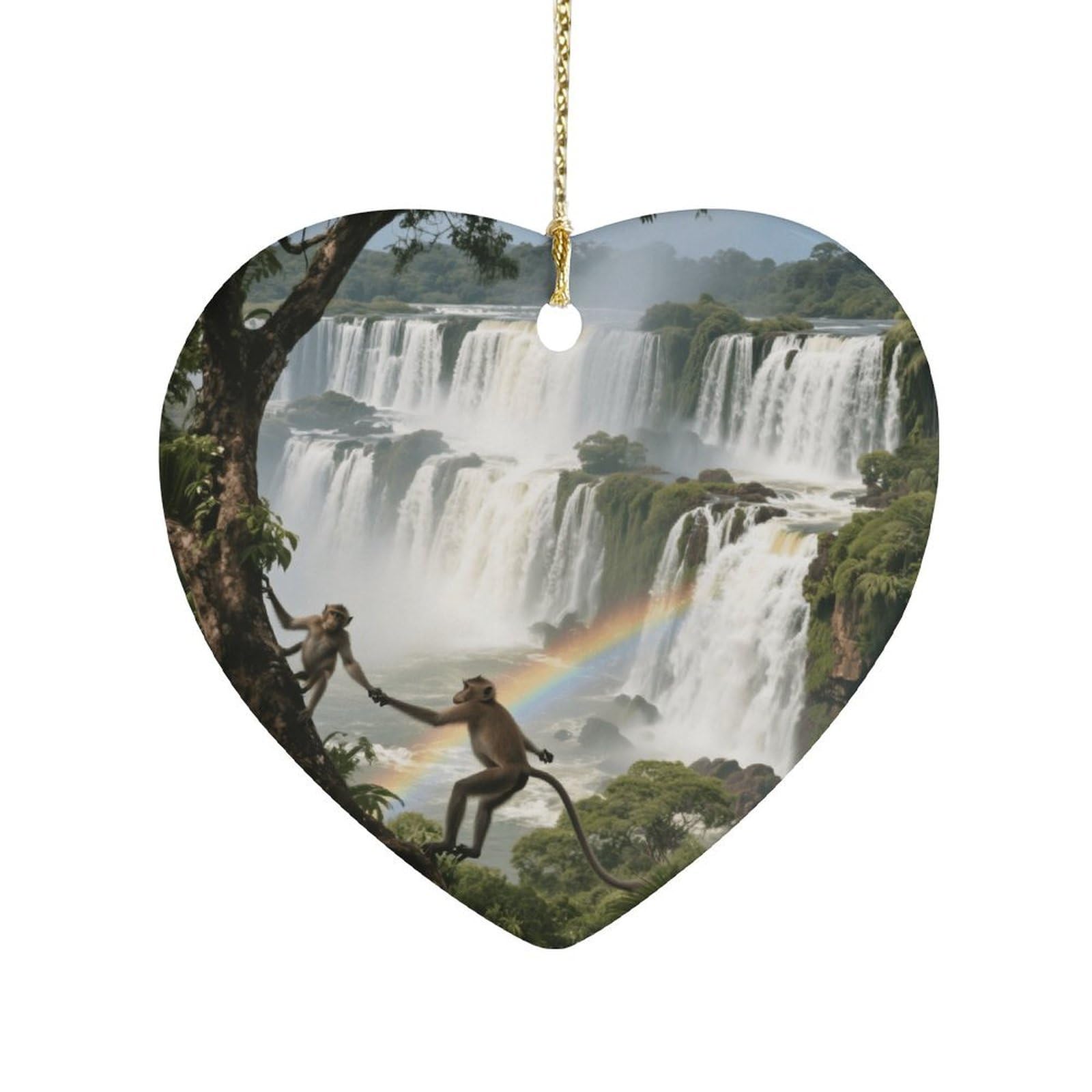 Fekiloot Style Iguazu Falls Rainforest Ceramic Ornament Home Decor Keepsake