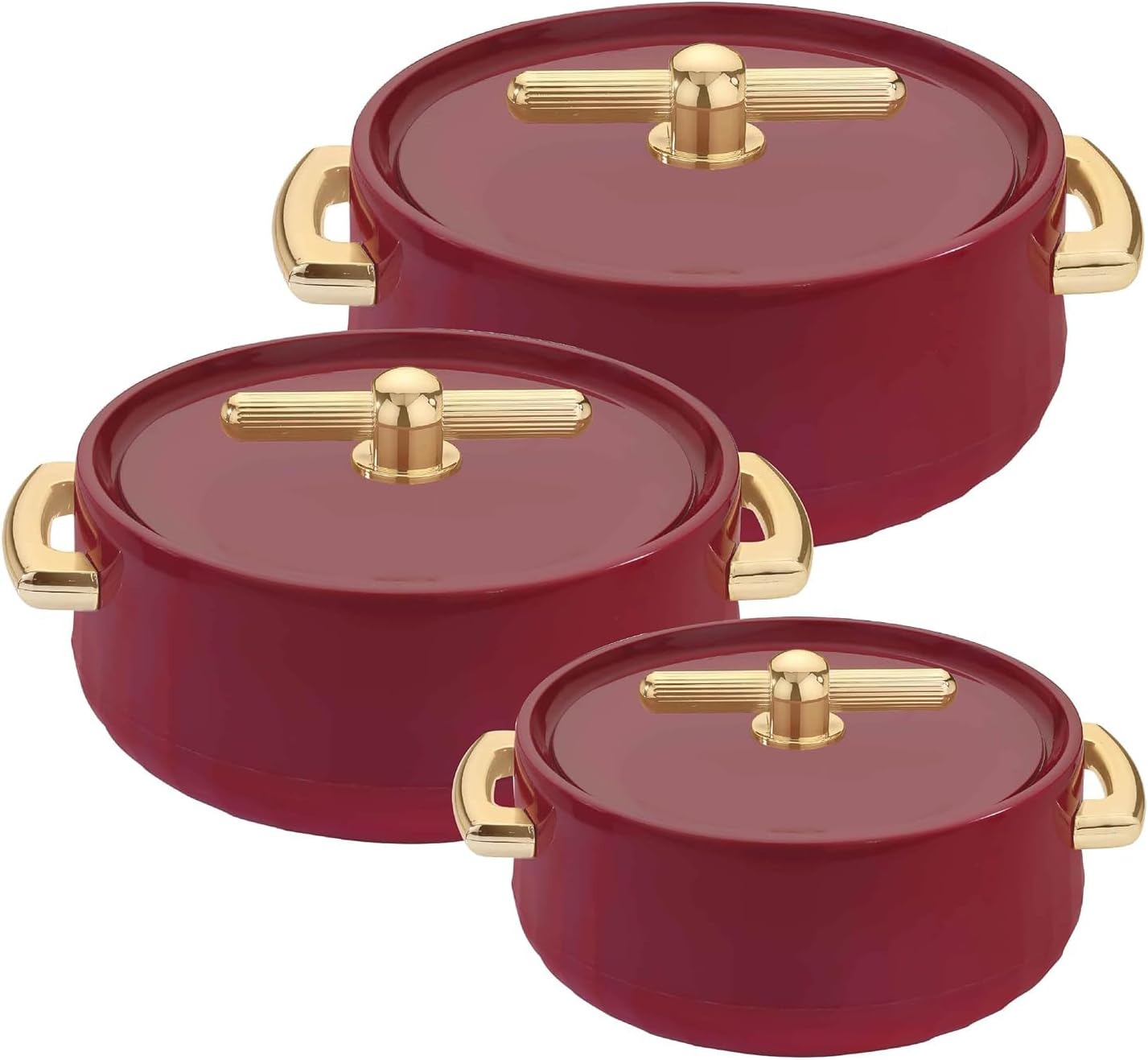 Casserole set Inner Stainless Steel Casserole Keeps hot & Fresh Chapati, Roti, Biryani Kitchen Item Set of 3 (1700ml, 1200ml, 600ml) Royal Maroon