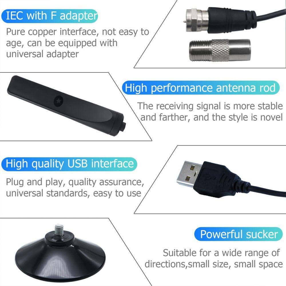 Antenna TV digitale per interni aggiornata 2025 con amplificatore di segnale – Ricezione a lungo raggio di 80 km, supporta Freeview 4K/1080P HDTV per Smart TV, cavo coassiale da 3M e design