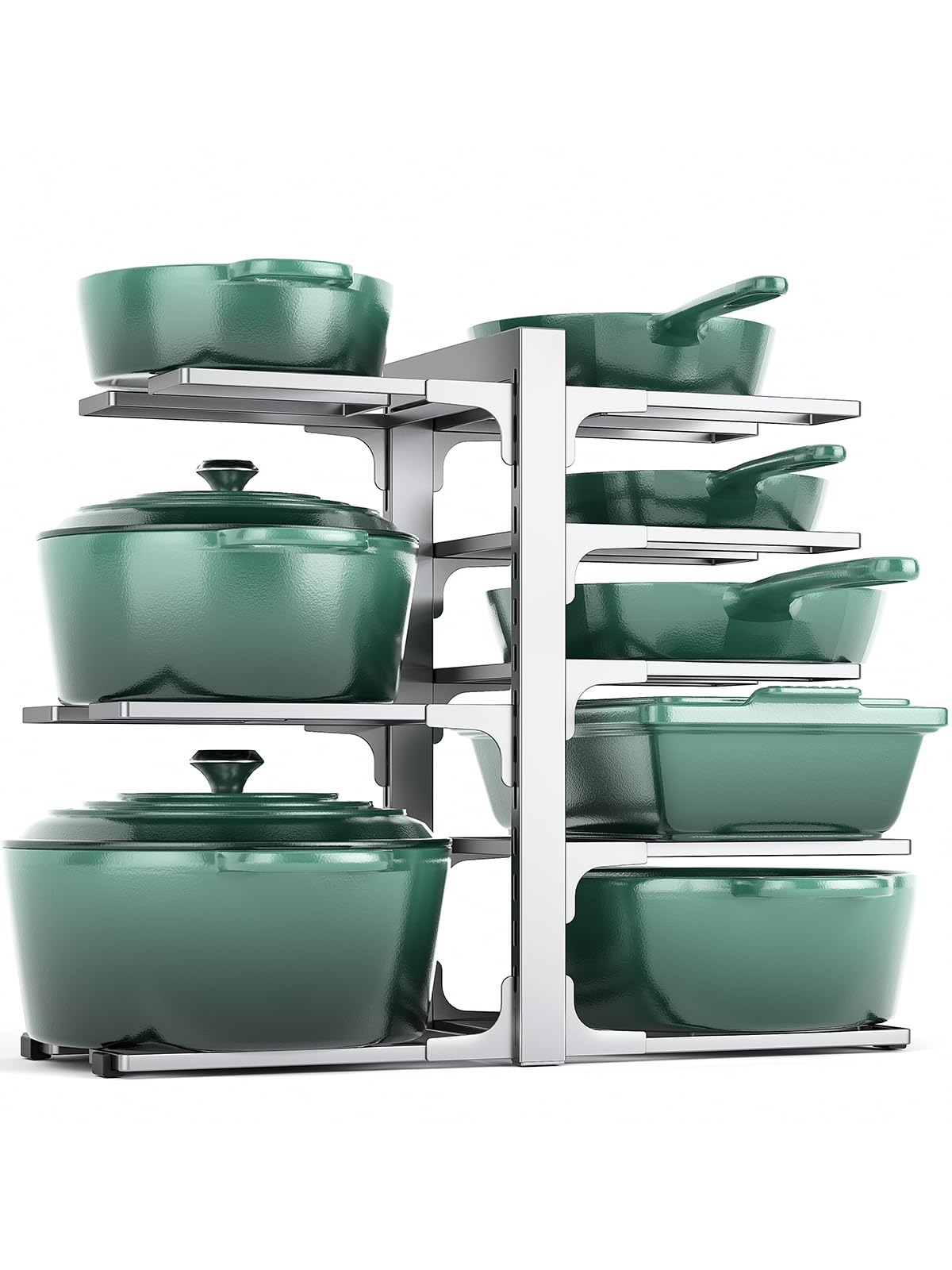 MUDEELA 8-Tier Heavy Duty Pots and Pans Organizer, 15.83" H Sliver