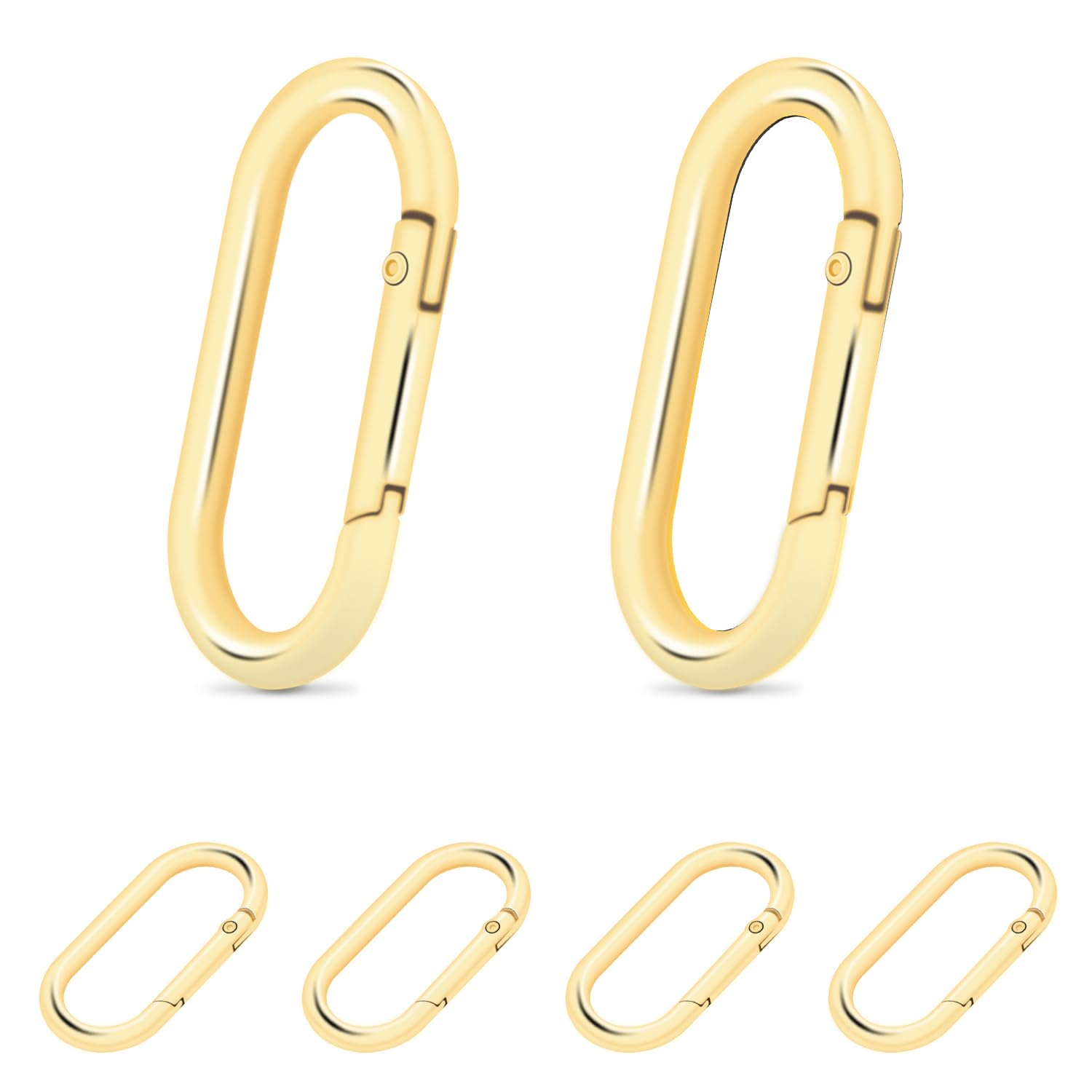 10Pack Oval Large Carabiner Clip, Metal Spring Carabiner Clips for Paracord Keychain Lanyard, Car Key Rings, Dog Tag Clip, Pets Collar Buckles, Purse Keychain Replacement (Light Gold)