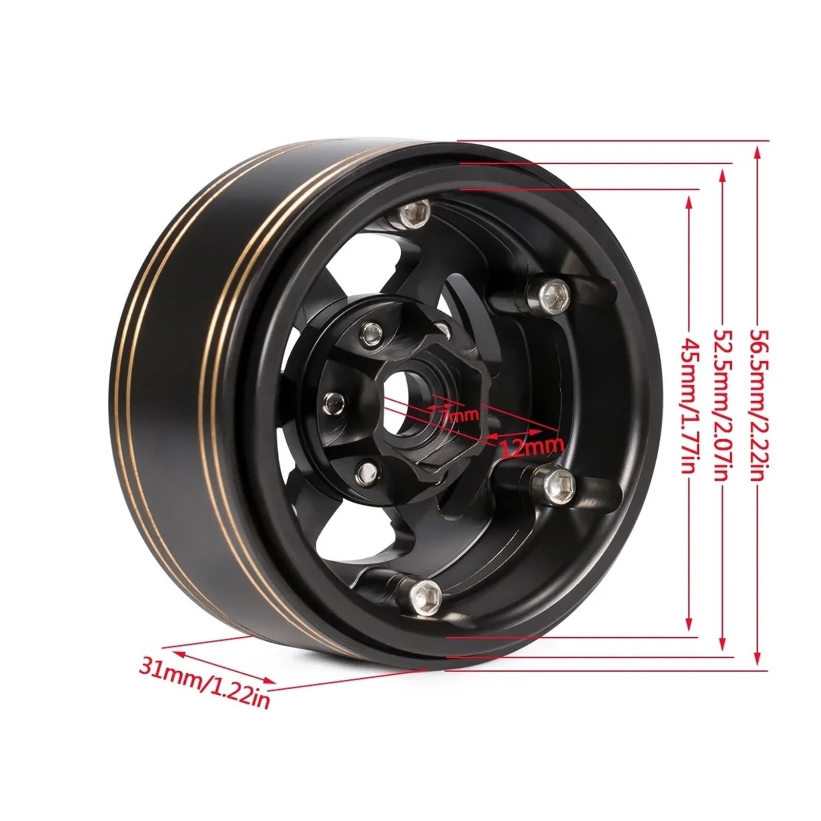 Per TRX4 Per Capra Per SCX10 D90 VS4-10 Gen8 CC01 1/10 1/8 RC Parti Automobili Ottone Pesante 1.9 ''Ruote Cerchio Per Scala Beadlock Hardware Ricambi Modellini RC