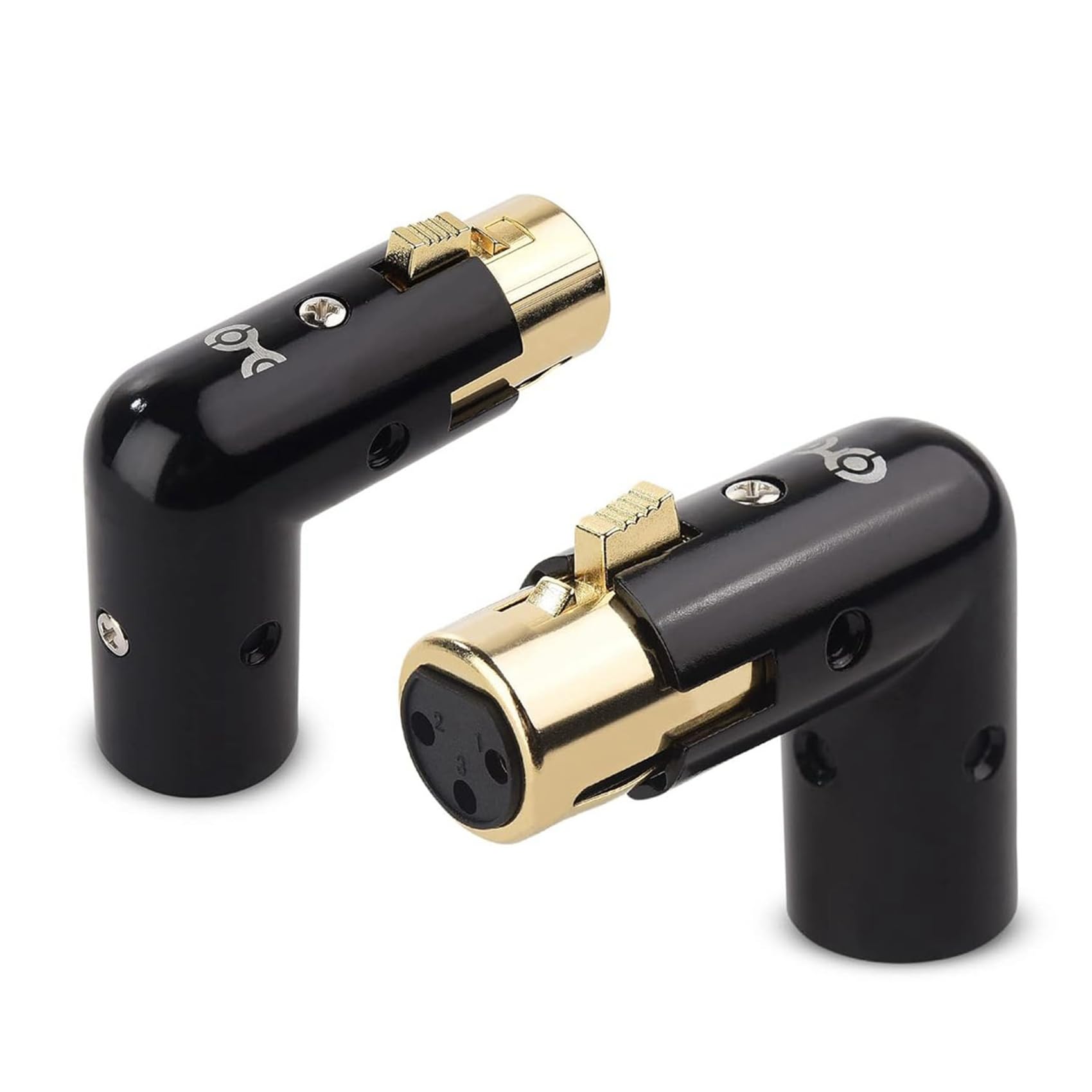 10 Piezas Adaptador de Audio Enchufe Ajustable Macho una Hembra Adaptador XLR de ÁNgulo Recto 3 Pines Negro (Adaptador XLR de 90 Grados)