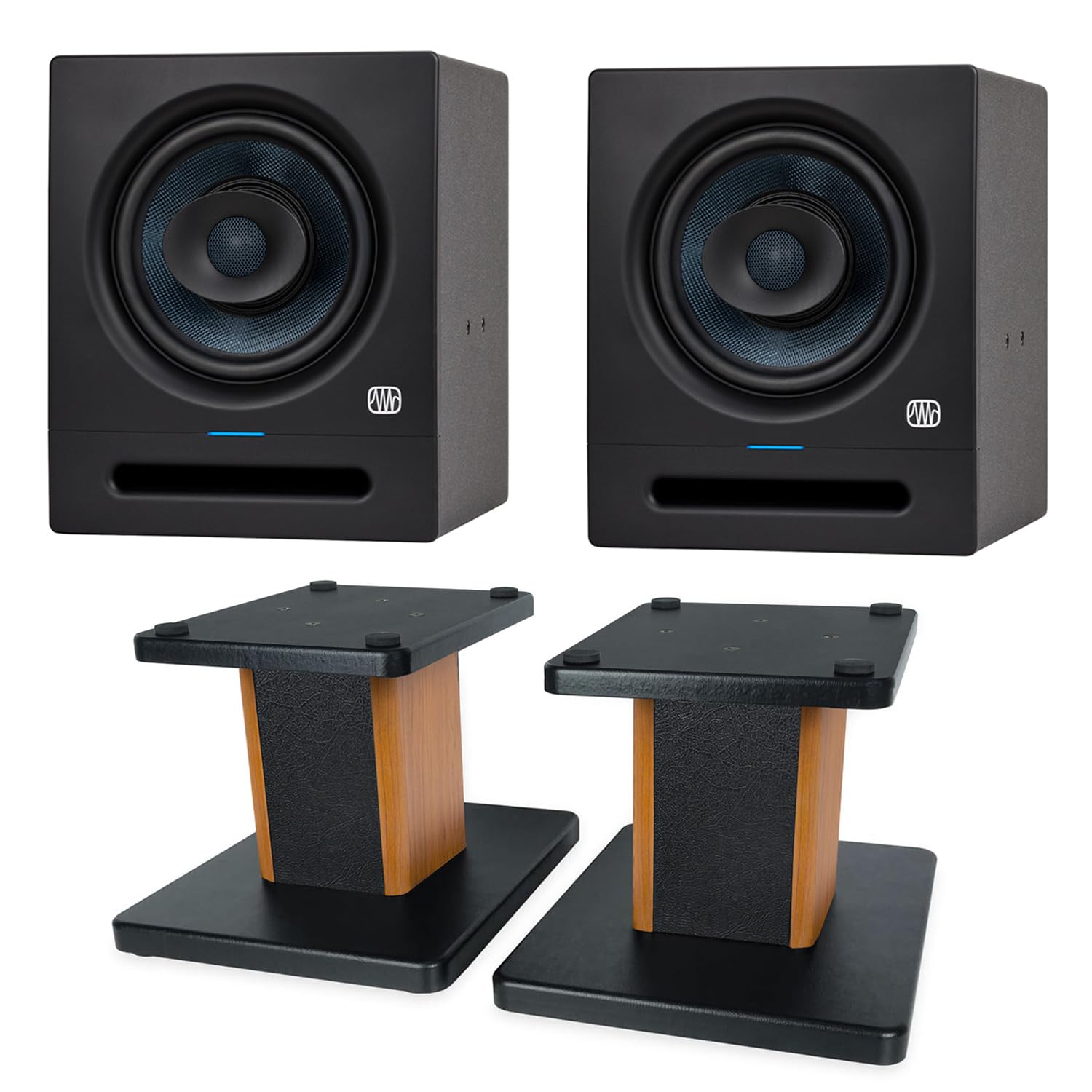 PreSonus Eris Pro 8 - Altavoces activos para monitor de estudio (1 par, con soporte keepdrum de palisandro)
