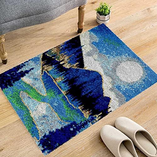 Izzya Mountains Pattern Latch Hook Kits, Sunrise Handmade Tapestry Kits, DIY Cross Stitch Rug Kit for Child Adult Beginner, Home Decorations, 40 * 27"