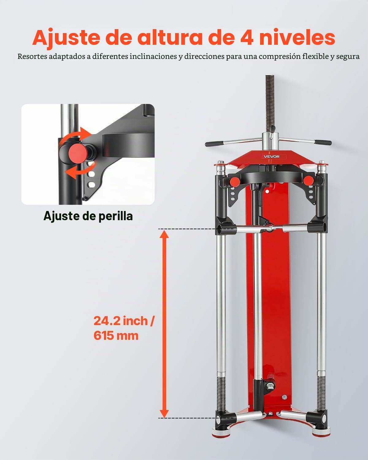 VEVOR Compresor de Resortes de Puntal Ajuste de 4 Niveles Compresor de Puntal con Opciones de Montaje Versátiles Ganchos Multiusos para Comprimir Resortes Helicoidales de hasta 1,4 T para Camiones