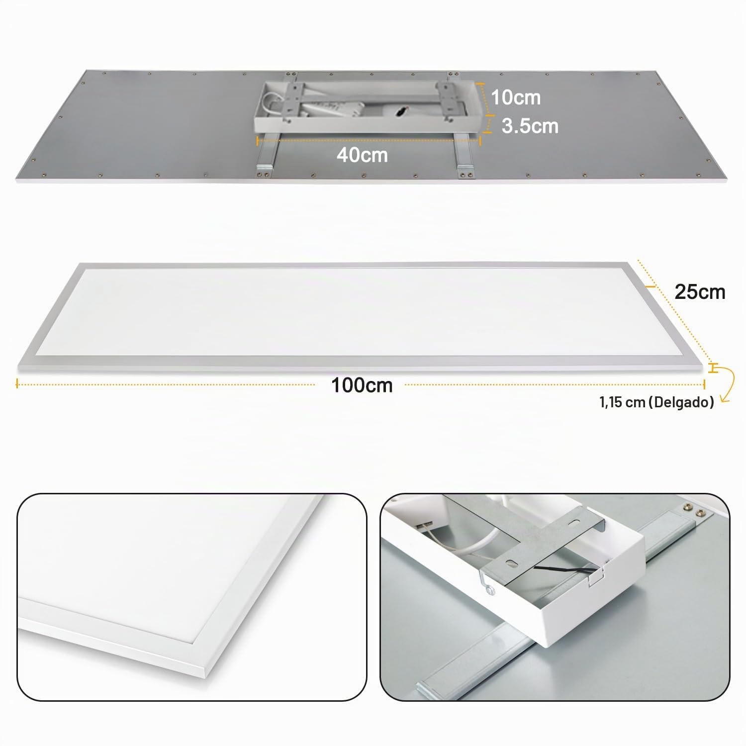 Omdekor Inteligente Plafón LED Regulable 100x25CM, 28W Plafón LED Inteligente con Mando Distancia, Control APP 2700K-6500K Panel Rectangular, Plafones con Función Memoria para Salón, Baño, Cocina