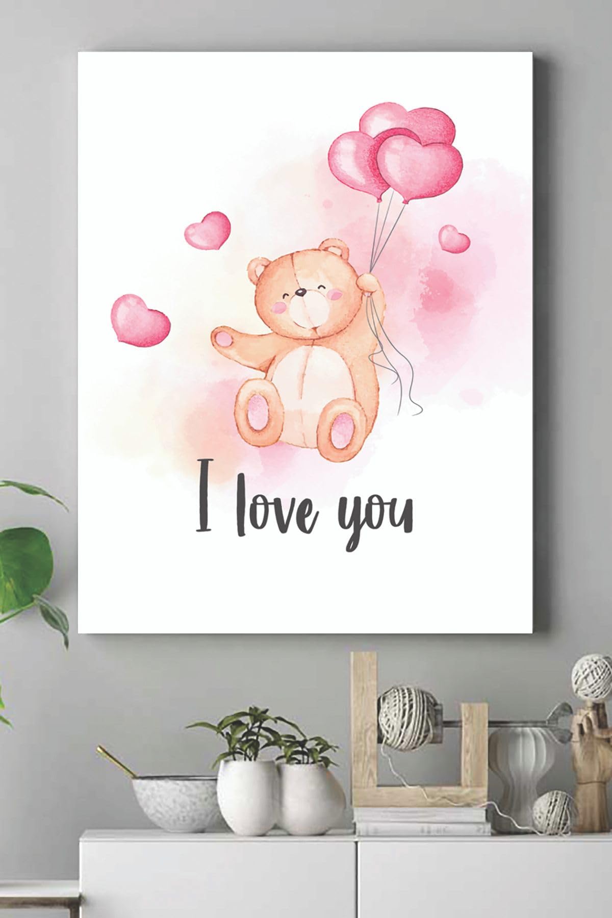 Postermanya (pster15316) Pembe Ayıcık Çocuk Odası Kanvas Tablo 40 x 60