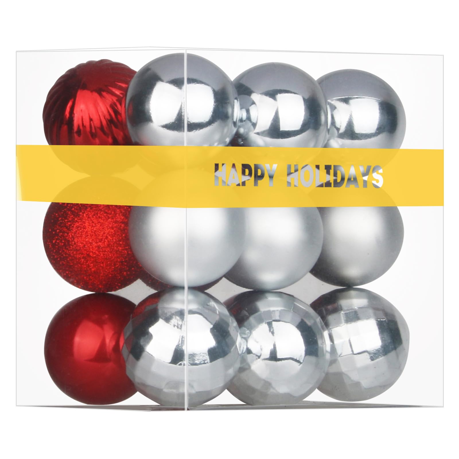 Silver & Red 3.2" Large Christmas Balls - Christmas Tree Decoration Ornaments Shatterproof Hanging Balls for Birthday Halloween Holiday Wedding