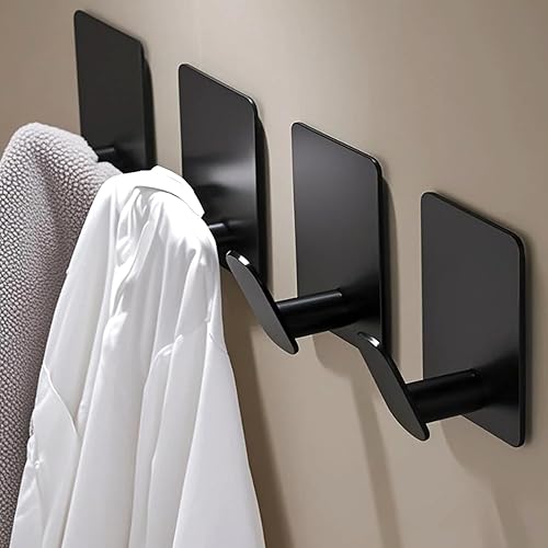 Paquete de 4 ganchos adhesivos de acero inoxidable, ganchos de pared adhesivos multiusos para toallas, llaves, bolsas, ideales para baño, cocina y