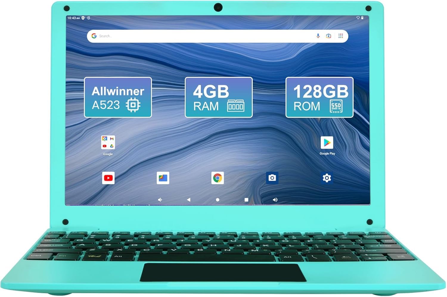 Mini Laptop 10.1 inch Android 12, 4GB RAM, 128GB EMMC, Small Computer HD IPS Display, 1280x800 Pixel, Portable Netbook with Allwinner A523 CPU Blue-image-28