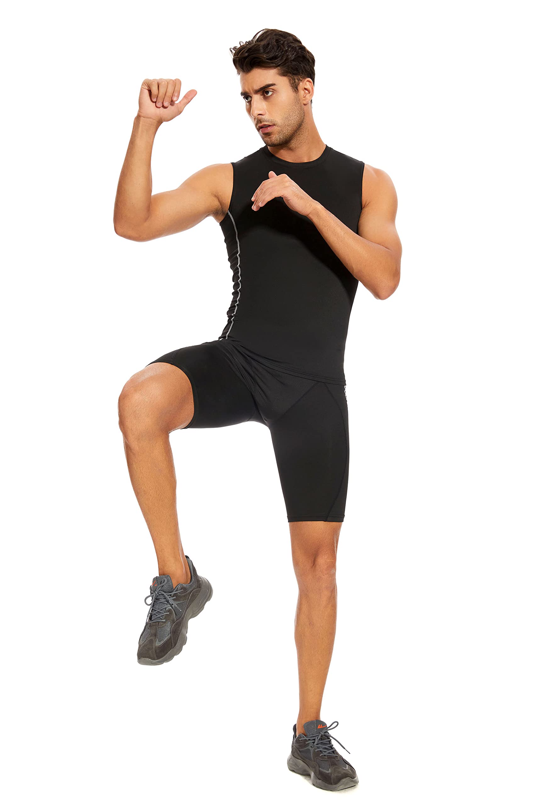 AMZSPORT Canotta Compressione da Uomo Sport Senza Maniche Base Layer Asciugatura Rapida Top