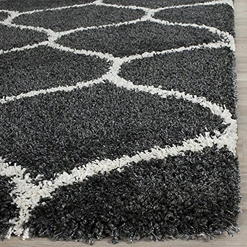 Image of AROMICK Modern Polyester Anti Slip Shaggy Fluffy Rug and Carpet for Living Room, Bedroom & Dining Room (4 x 6 Feet, Grey Ivory)