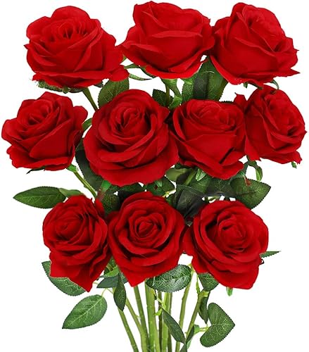 Pack de 10 rosas artificiales Luyue para decoración en fiestas bodas etc
