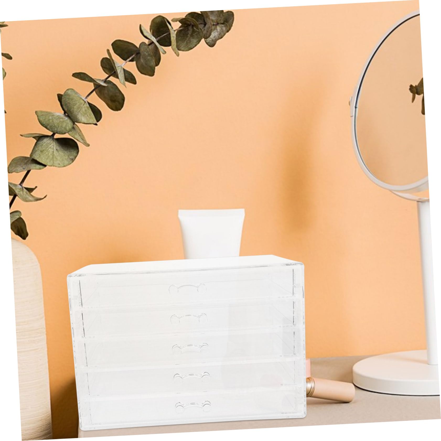 ULTECHNOVO Organizer per Trucchi e Gioielli in Acrilico con 5 Cassetti, Design Versatile e Facile da Pulire, per Piano Tavolo