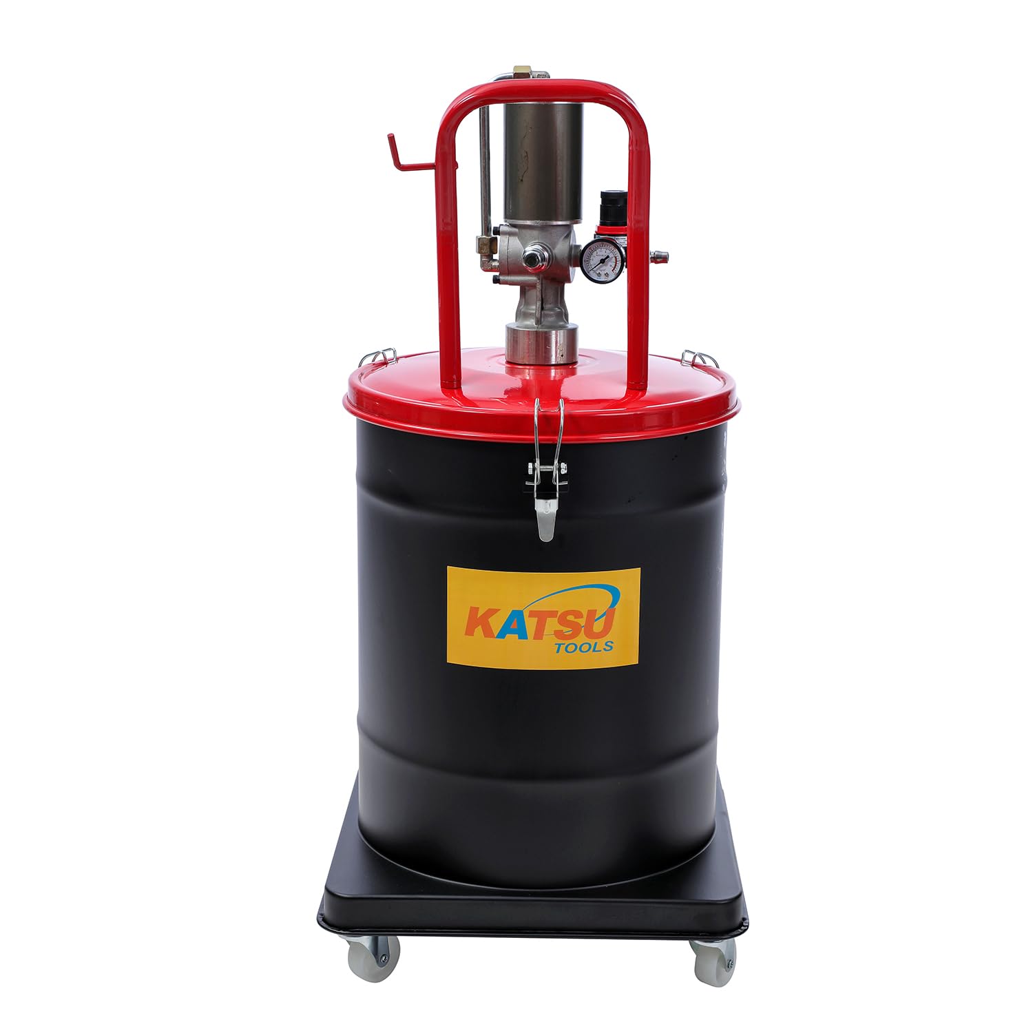 KATSU Tools Bomba de Grasa Neumática 40L Bomba de Engrase con Aire a Presión Dispensador de Pistola de Grasa de Aire Portátil con 12ft Manguera, 450 Bar, para Maquinaria de Automóviles y Camiones