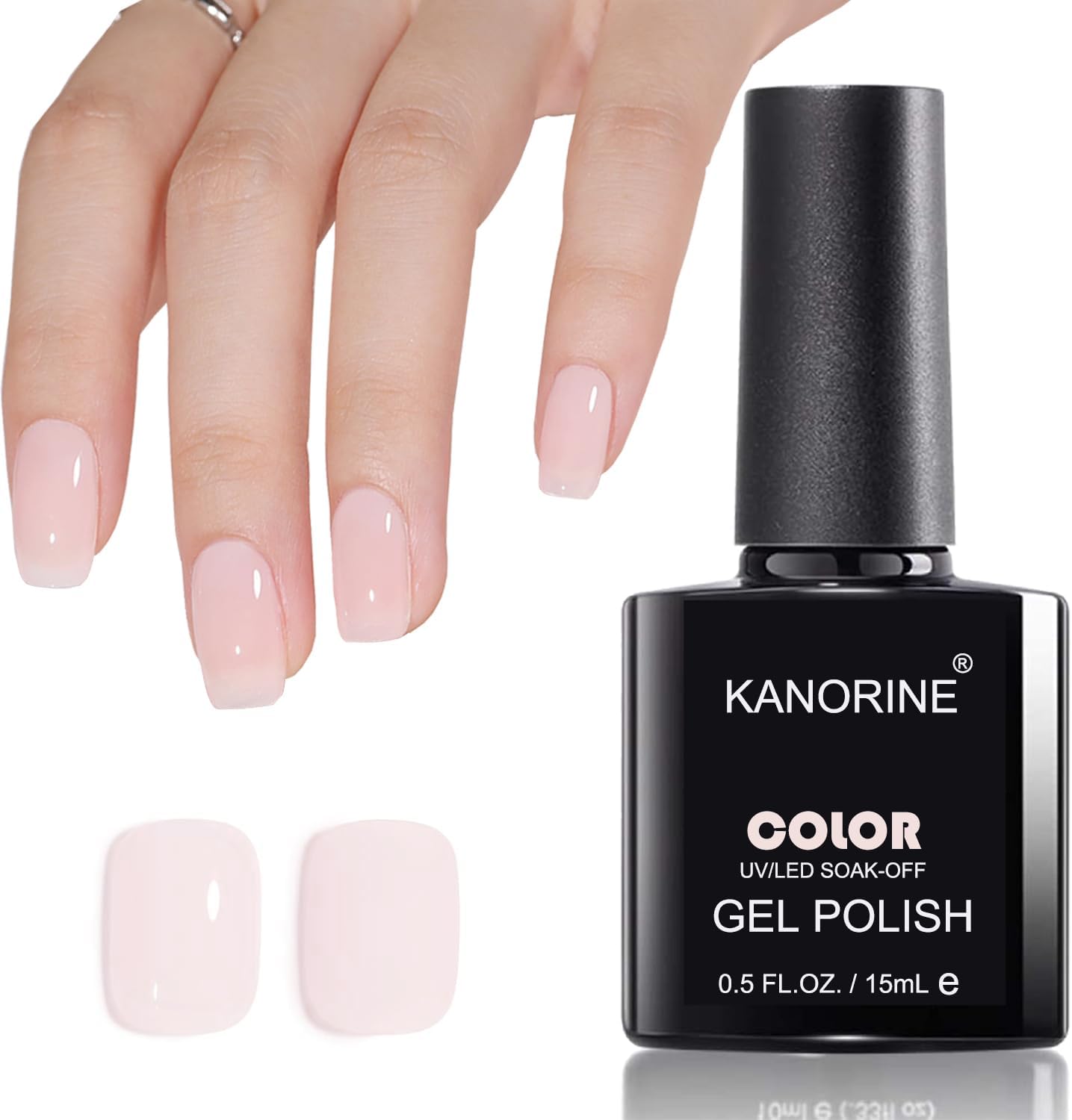 KANORINE Sheer Light Pink Gel Nail Polish, Jelly Milky Pink White Peach