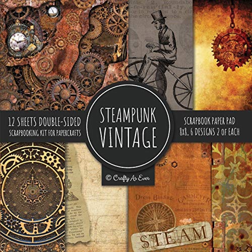 Vintage Steampunk Scrapbook Paper Pad 8x8 Scrapbooking Kit for Papercrafts, Cardmaking, DIY Crafts, Old Retrofuturistic Theme, Vintage Design image 3