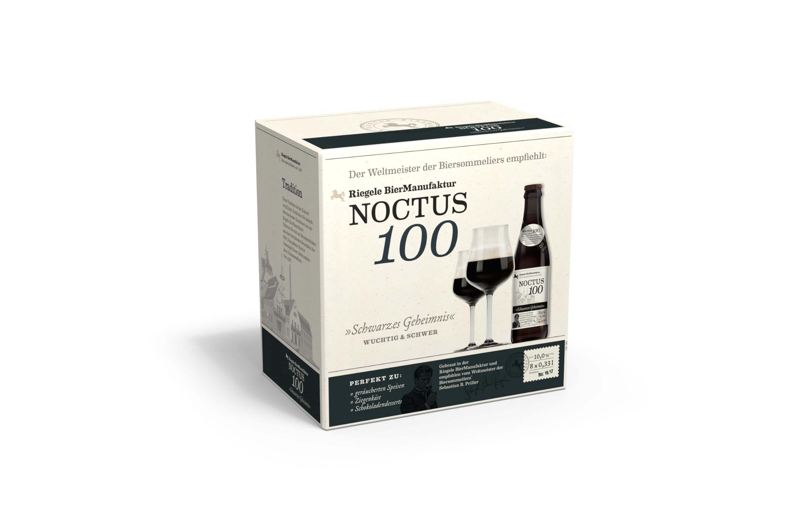 Riegele Geschenkbox Noctus 100 - Schwarzes Geheimnis - Intensives Imperial Stout, Craft Beer aus Bayern (8 x 0,33l)
