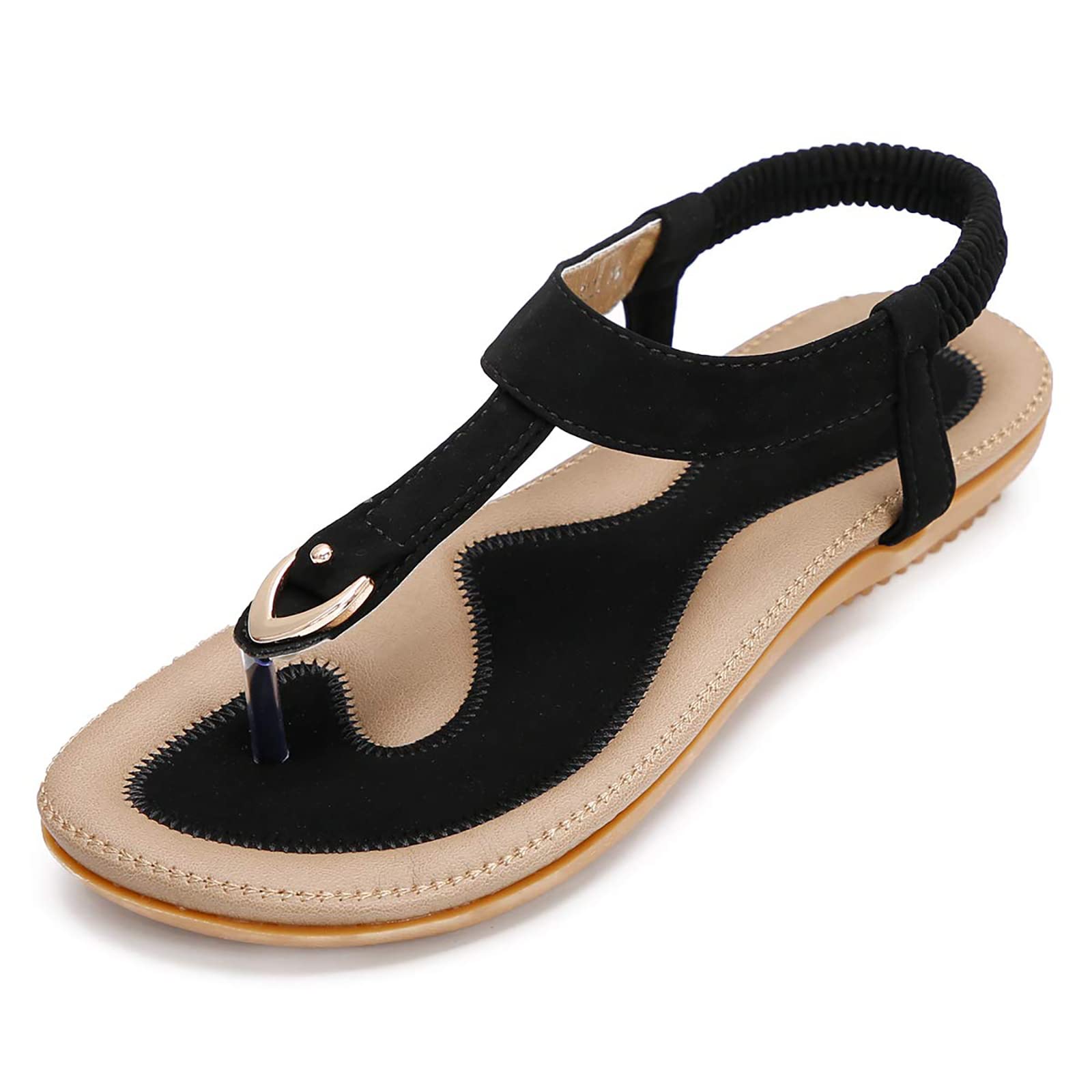ZOEREA Sandales Femme Été Plates Confortable Mode Bohème Tongs Bout Ouvert Chaussures pour Plage Vacances du Quotidien Détente Taille 36-44 EU